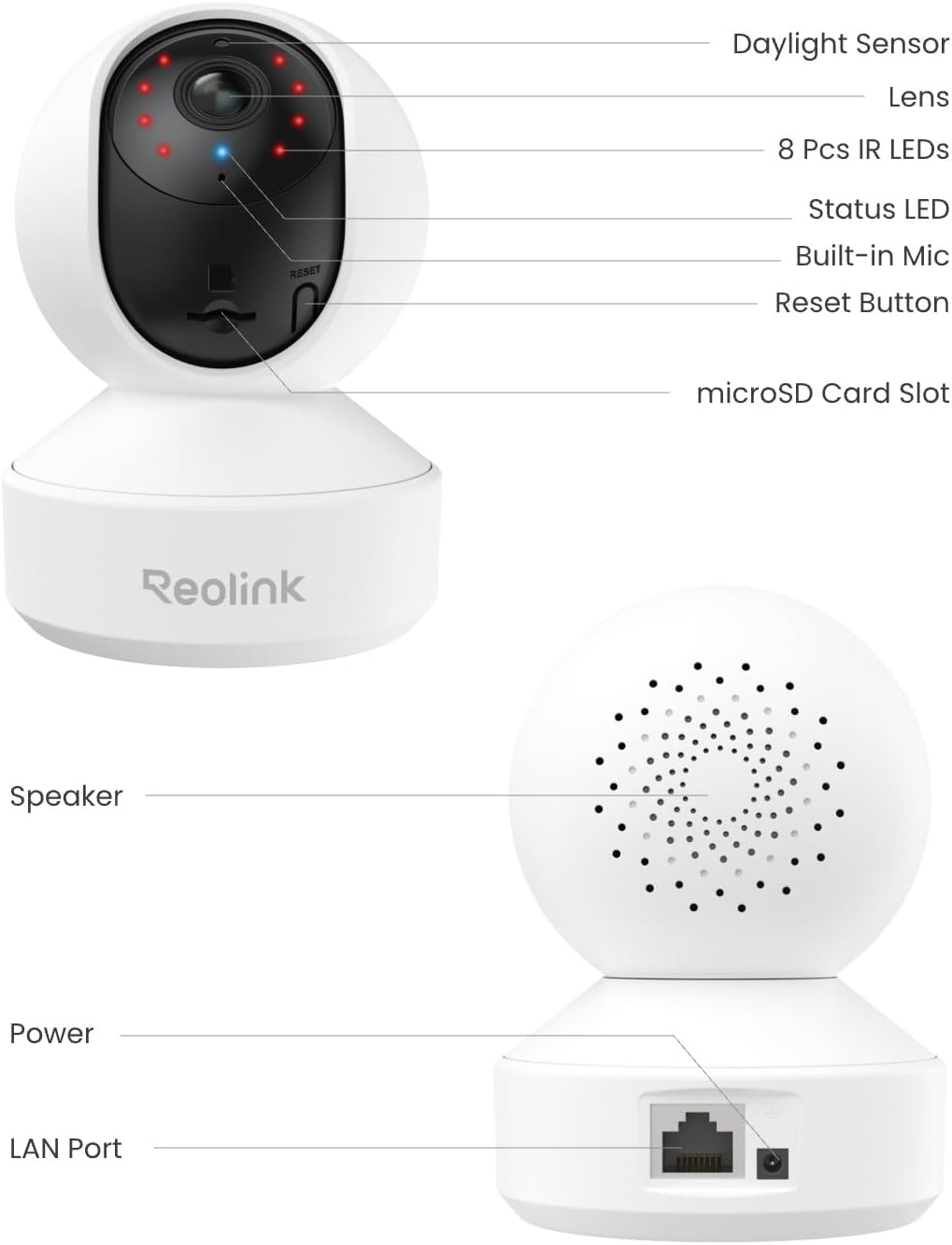 REOLINK E1 Pro 3K PT Wi-Fi Indoor Camera package contents